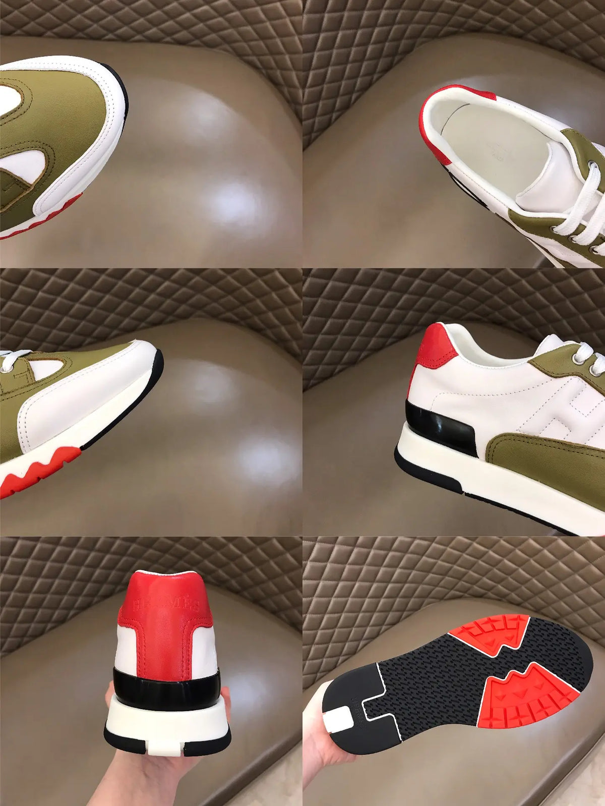 Hermes Bouncing White Green Red Sneakers