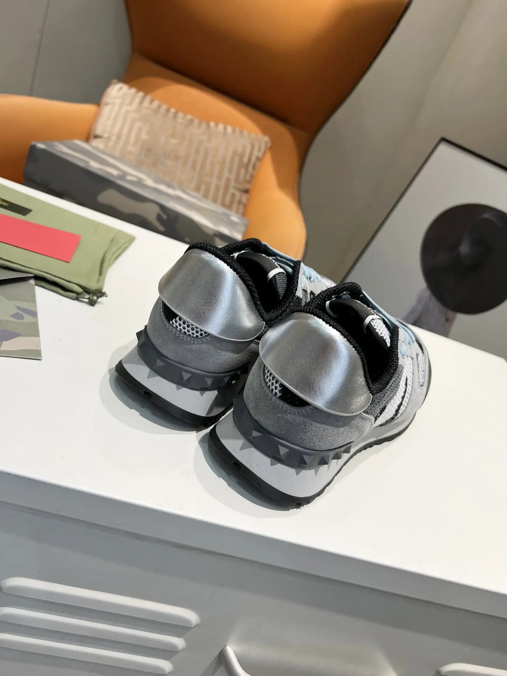 Valentino Rockrunner Grey Black Camouflage Sneakers