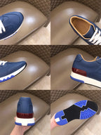 Hermès Paris Navy Blue Brown White Sneakers