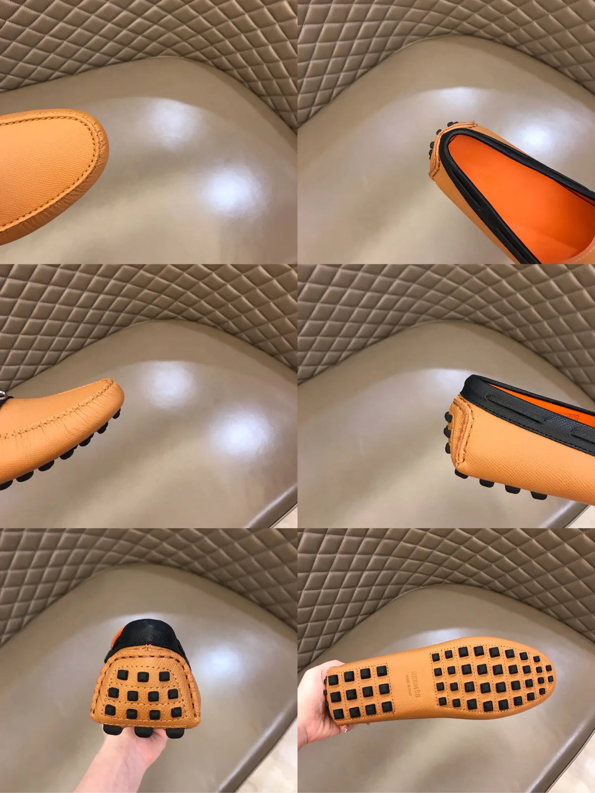 Hermès H Patent Beige Black Loafers