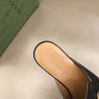 Gucci Horsebit Black Gold Bit Mules