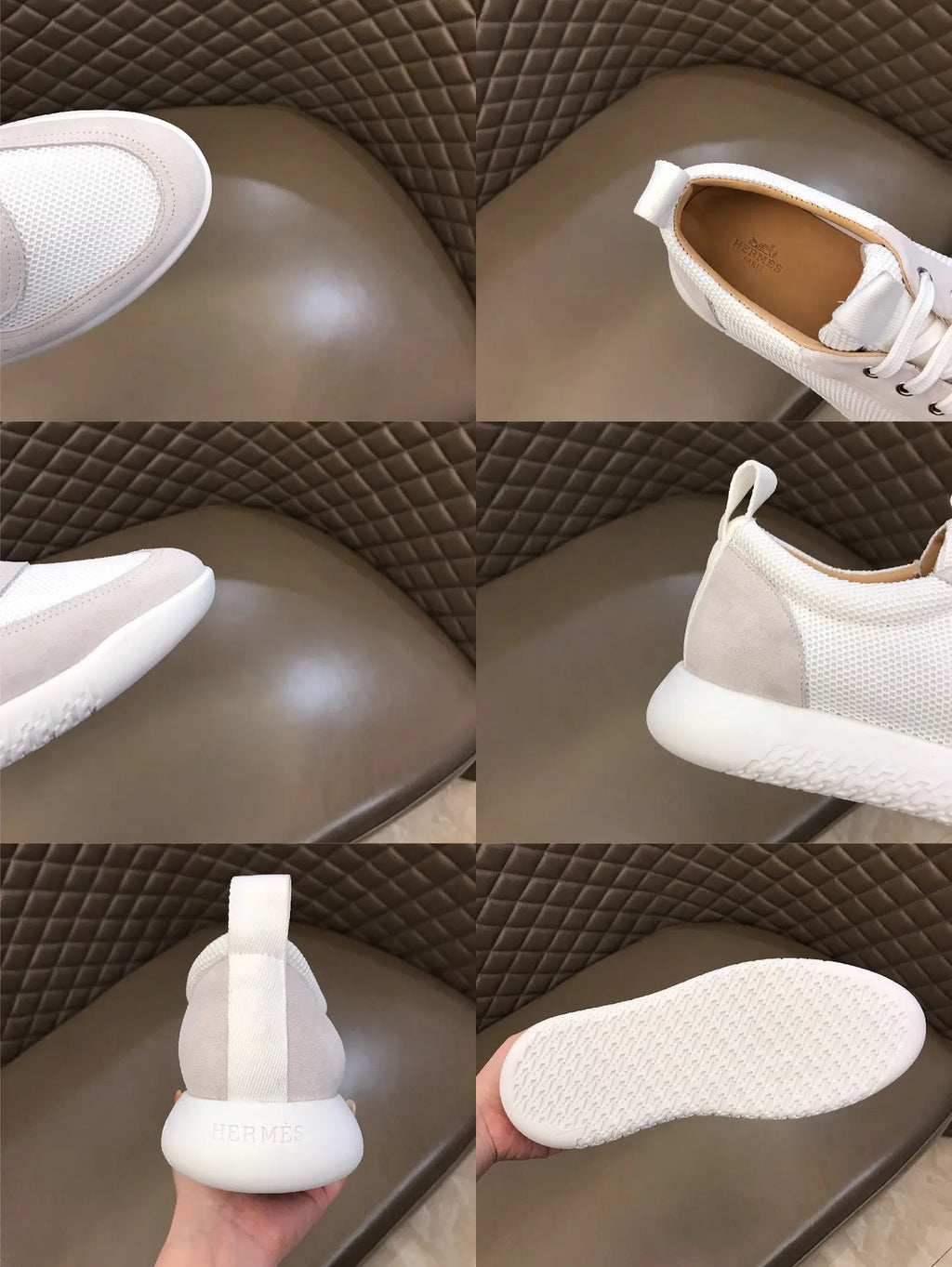 Hermes Paris White Light Gray Sneakers