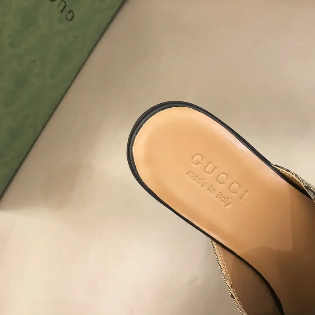 Gucci GG Supreme Beige Brown Mules