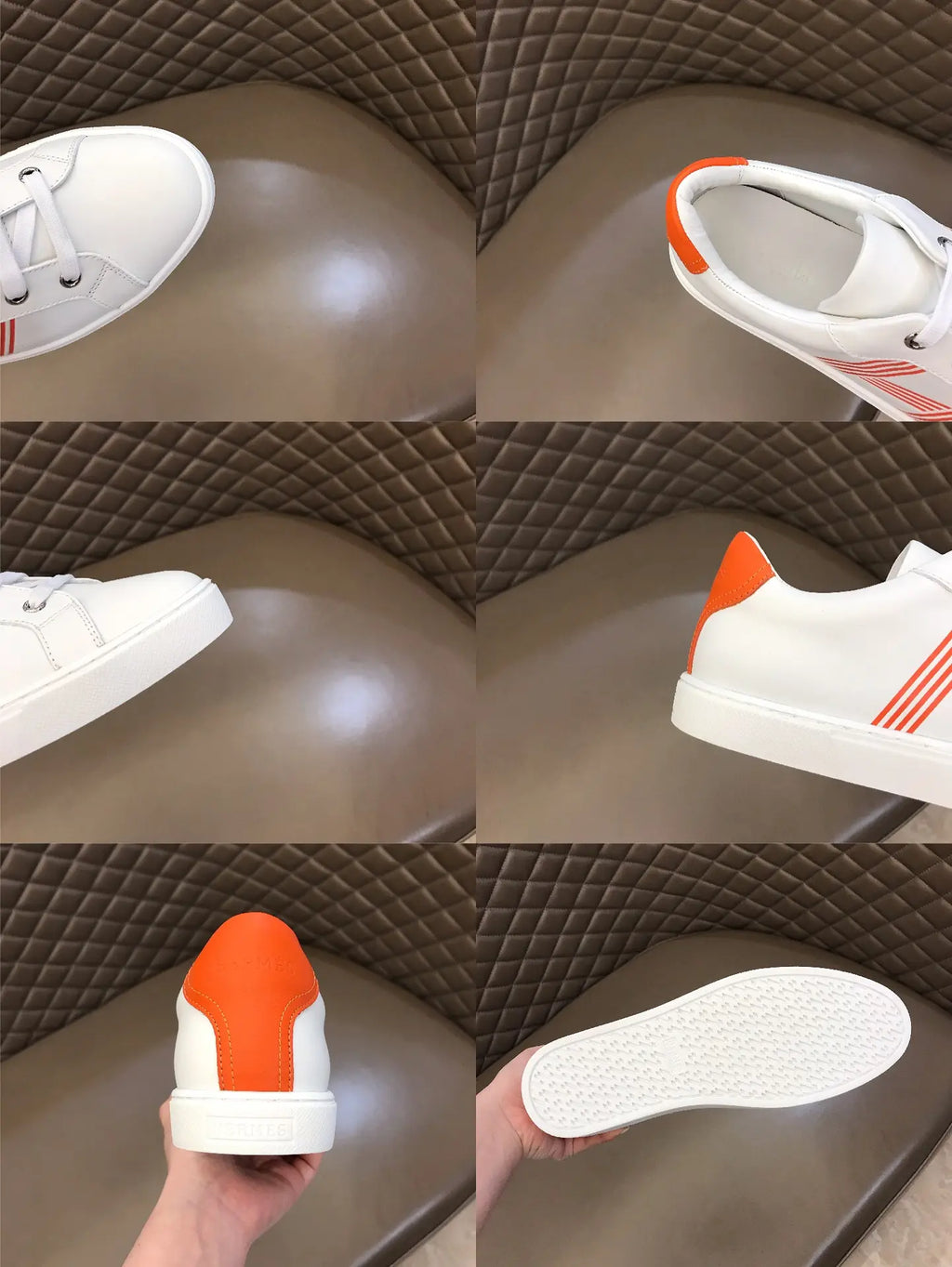 Hermès H White Orange Sneakers