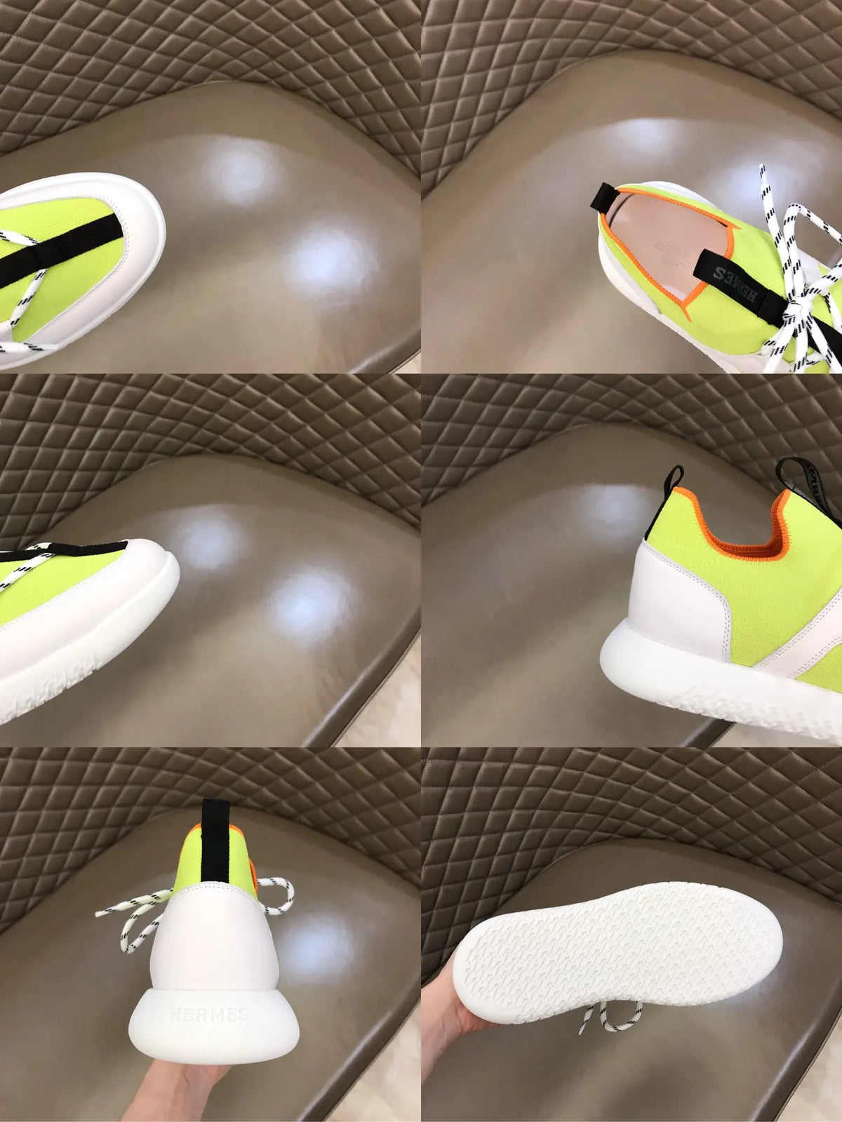 Hermes Neon Green White Black Sneakers