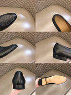 Gucci Horsebit Monogram Black Leather Loafers