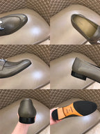 Hermes Paris H Buckle Grey Loafers
