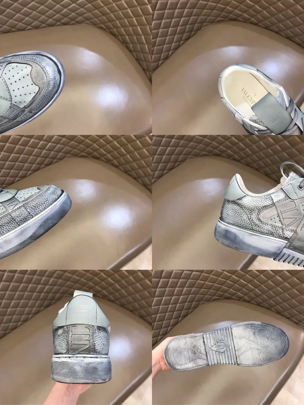 Valentino Garavani Light Grey Metallic Sneakers