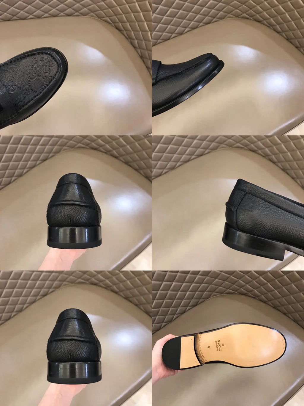 Gucci GG Monogram Black Leather Loafers