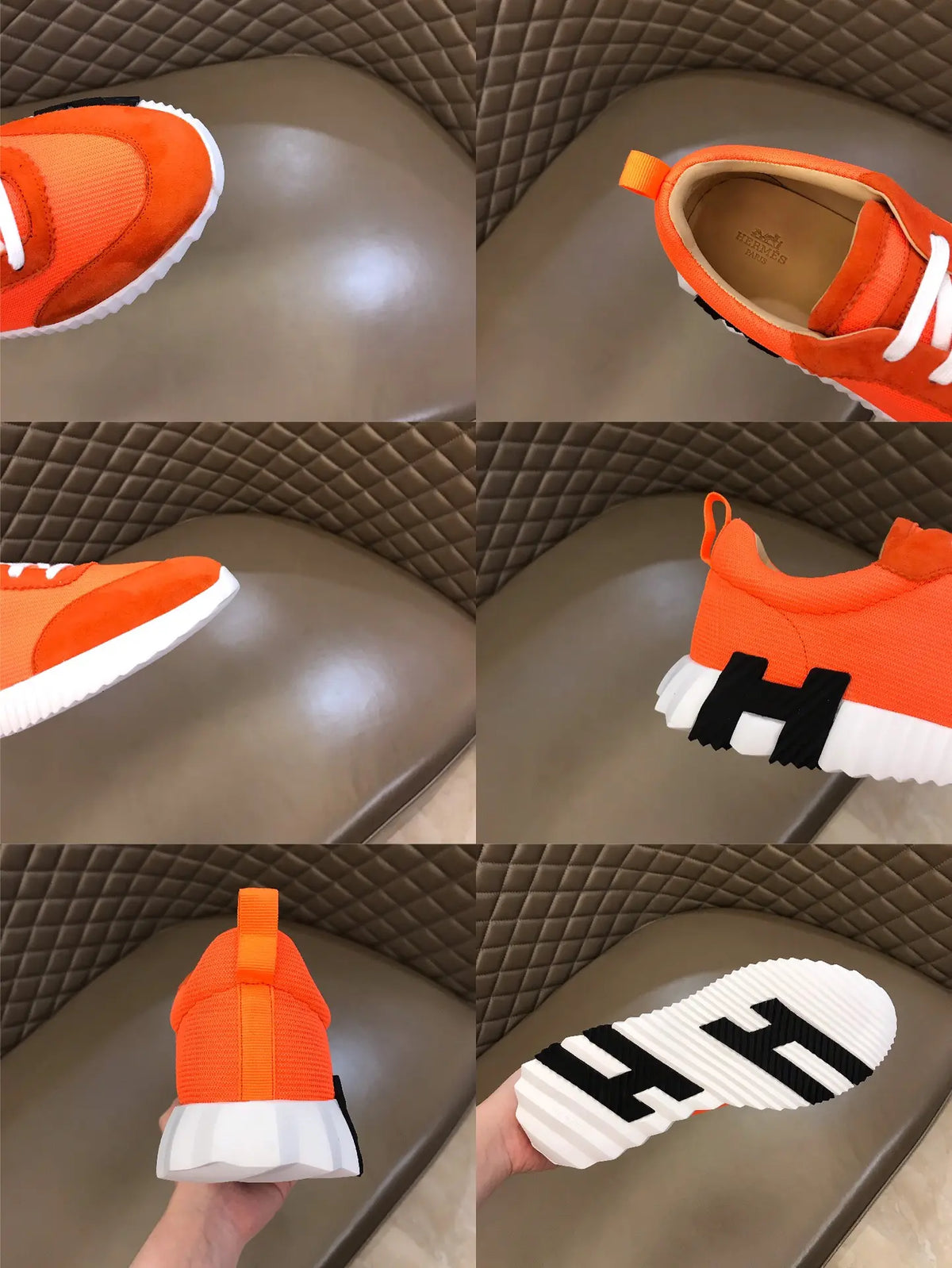Hermès H Orange White Black Sneakers