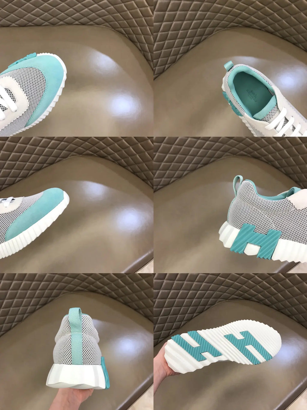 Hermes Bouncing White Light Blue Sneakers