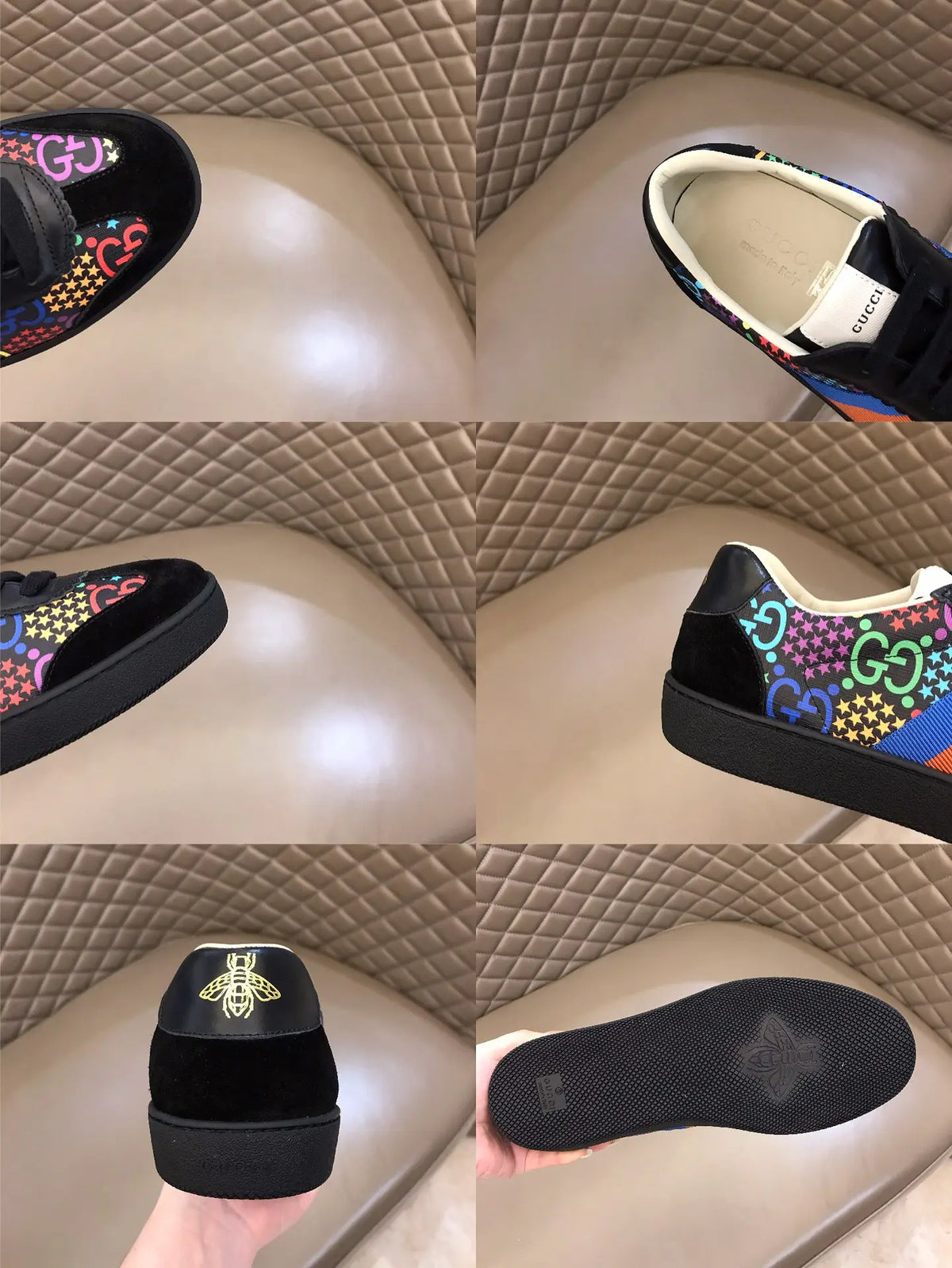 Gucci Ace Black Multicolor Orange Sneakers