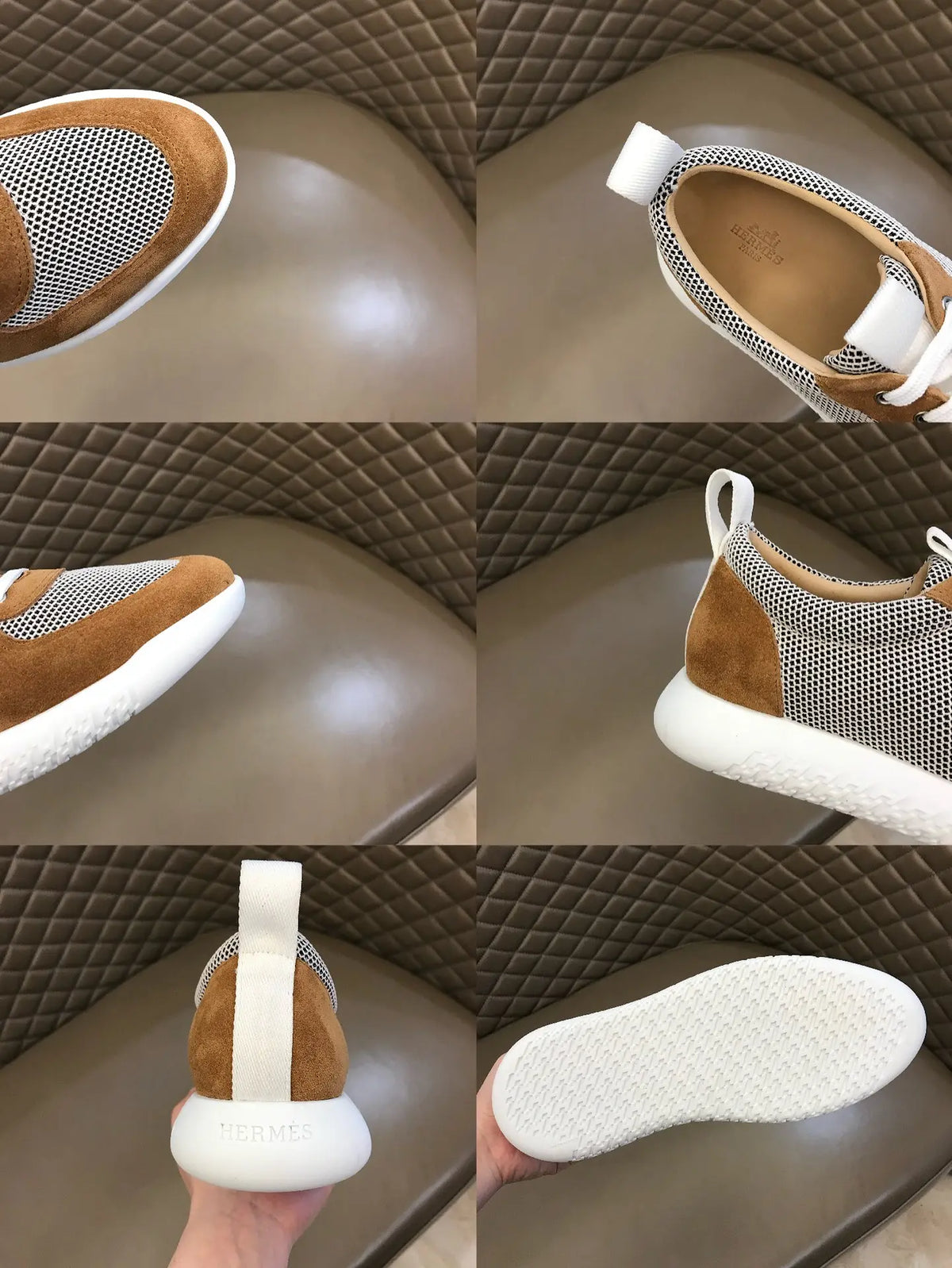 H Suede Mesh Brown White Sneakers