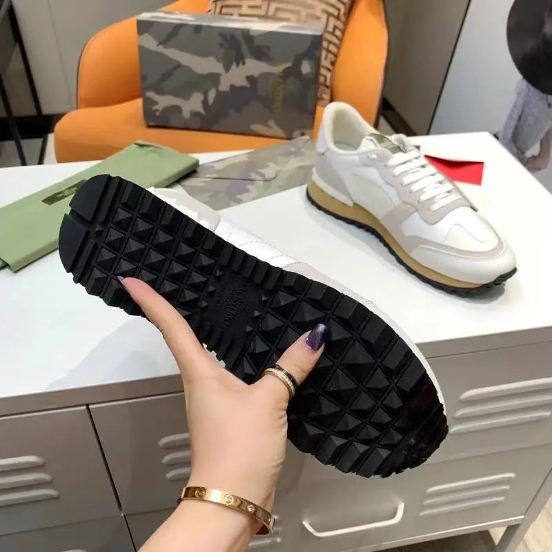 Valentino Garavani White Beige Brown Sneakers